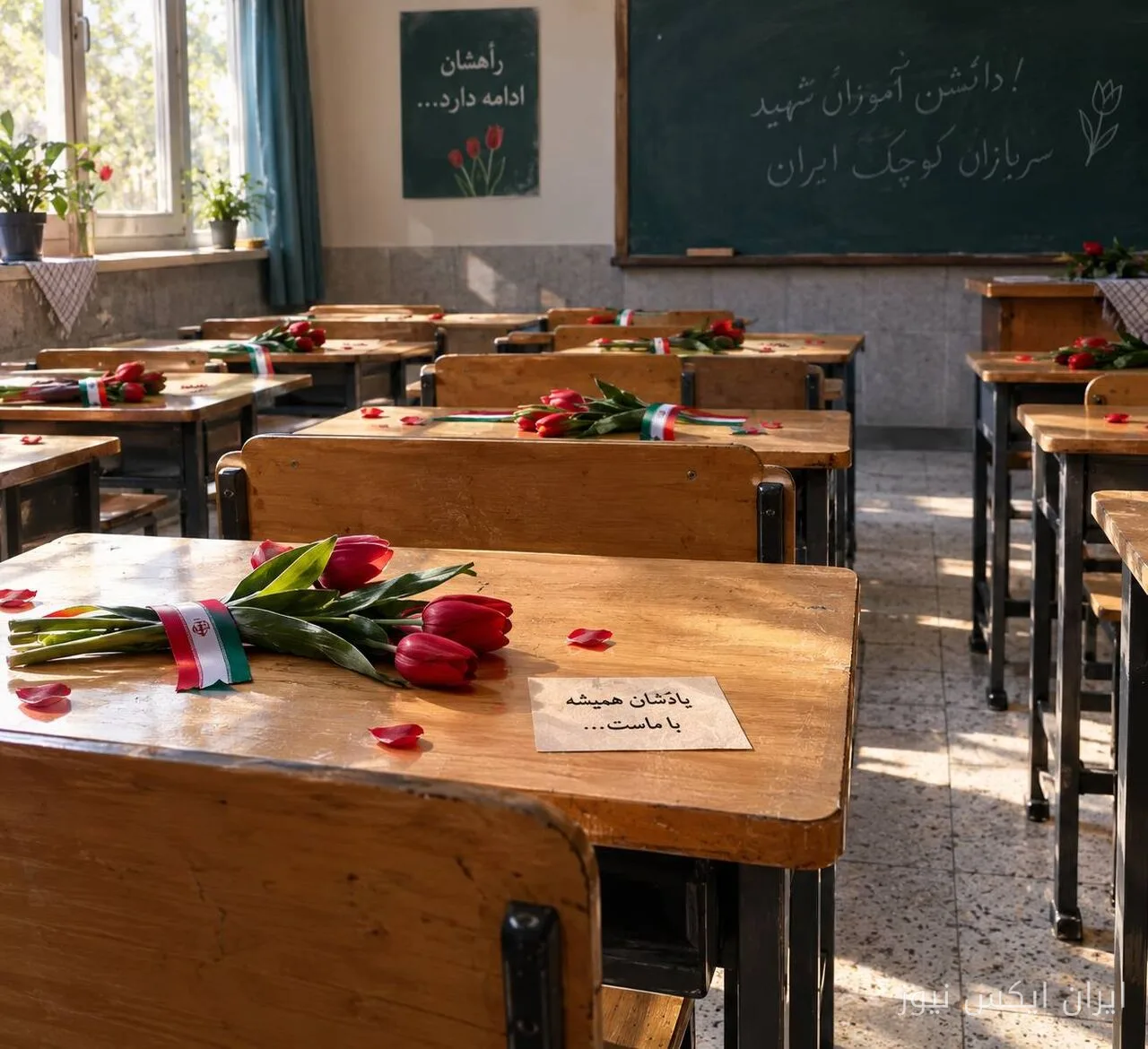 نیمکت‌های خالی مهرماه در فارس با یاد ۱۸ دانش‌آموز شهید