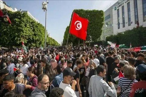 حمایت مردم تونس از نیروهای یمنی در راهپیمایی بزرگ