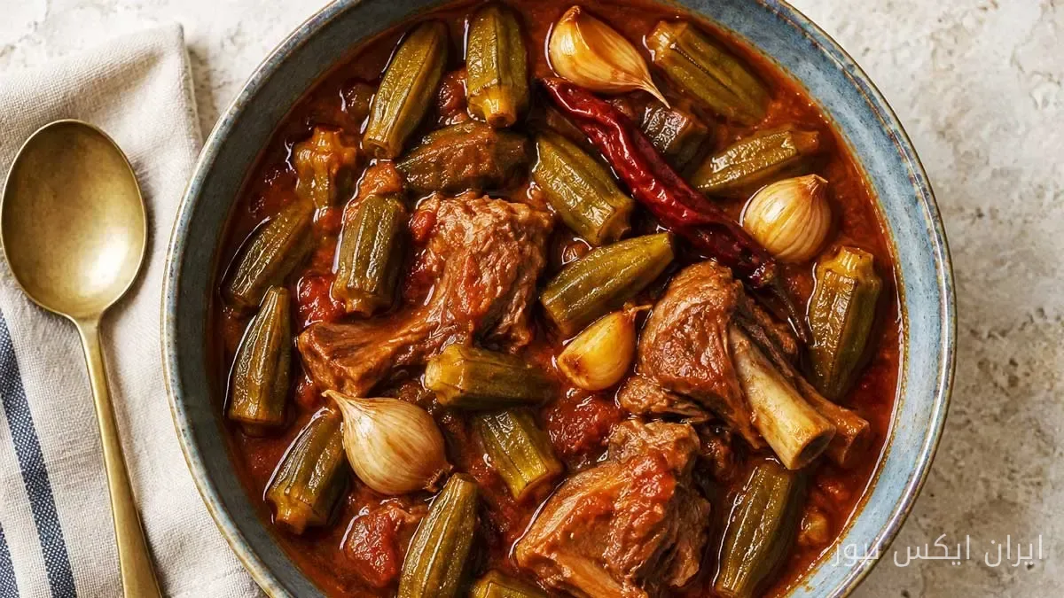 طريقة تحضير خورشت بامية عراقي مع لحم الضأن والثوم الكامل