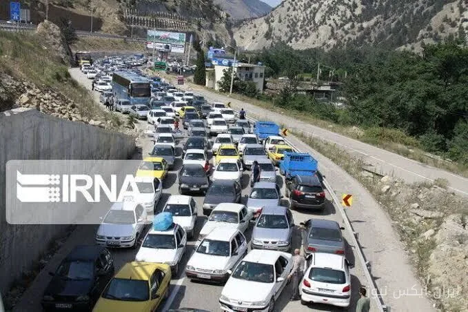 Heavy traffic on the Chalus, Haraz, and Qazvin-Karaj-Tehran Freeway